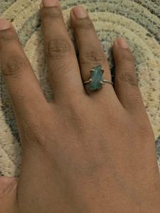 natural aqua marine stone 925 Silver  Ring