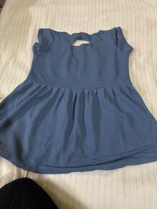 Blue Embossed Tunic Top
