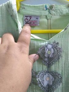 Foil Printed Light Green Kurta And Plazzo Set
