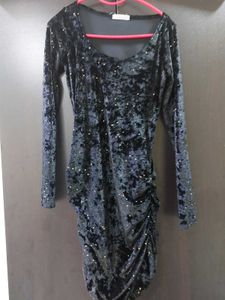 Sparkly Velvet Ruched Mini Dress