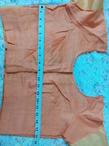 Peach Colour Sare With Stitched Blouse