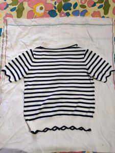 Aesthetic Navy Blue Striped Top