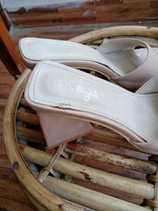 Beige Square Toe Heels