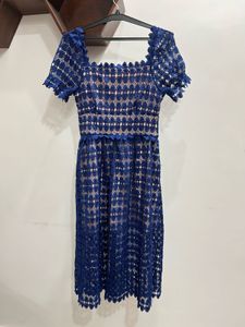 Navy Lace Midi Dress