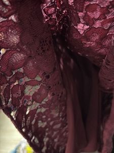 Burgundy Lace Tiered Mini Dress