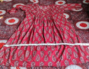 Floral Red Kurti With Black Design