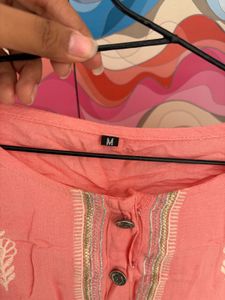 Peach Embroidered Kurta