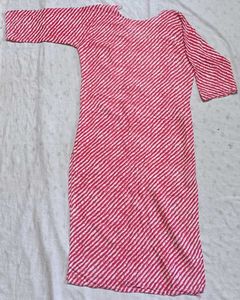 Red And White Lehariya Kurti