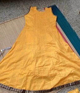Pink &amp; Yellow Anarkali Set