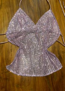 Sparkly Lilac Halter Top