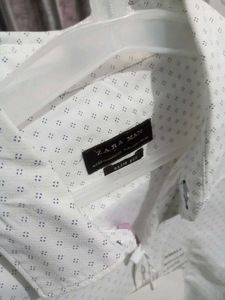 Zara Man White Patterned Shirt Size L