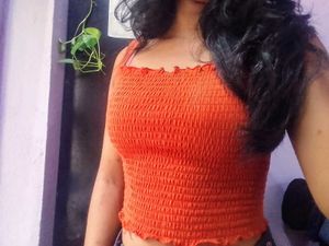 Rust Orange Ribbed Crop Top