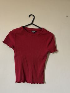 red fitted top for women