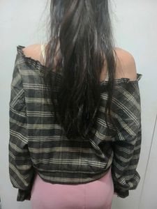 Plaid Off-Shoulder Top