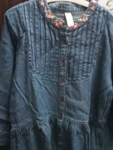 Denim Dress with Floral Details