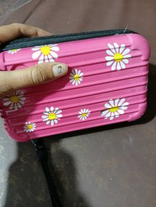 Pink Floral Mini Suitcase Bag