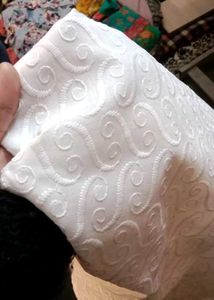 Straight White Chikankari Print Kurta