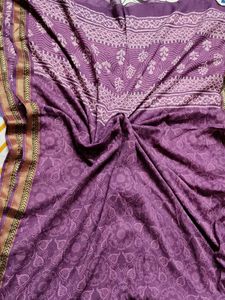Women Purple Cotton Printed Suit Set