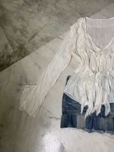 Sheer Top With Ruffle