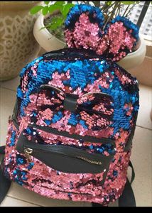 Minnie Sequin Backpack Pink Blue