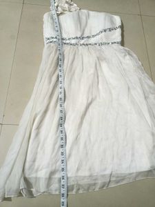 White One-Shoulder Party Dress Stretchy Bust-Waist