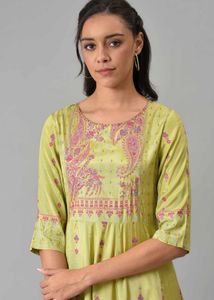 Elegant Green &amp; Pink Kurta Set