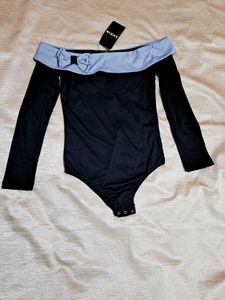Shein Off-Shoulder Long Sleeve bodysuit with bow