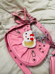 Pink Shoulder Bag with Pouch