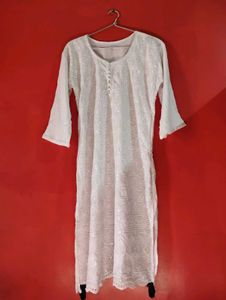 Soft Rayon White Chikankari Kurti