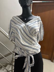 Stripped V Neck Top