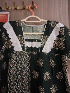 Green Floral Print Nighty