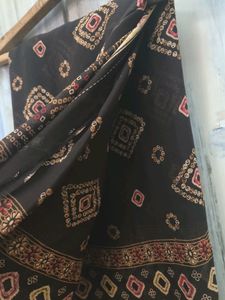 Dark Brown Bandhani Style