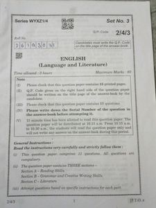 10th Class 2022 Board Exam Question Paper