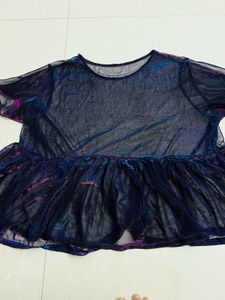 Sheer Black Peplum Top