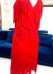 Red Fringe Party Dress