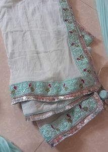 Frillled Embroidered Ingegment Gown
