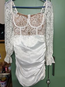 Elegant White Lace Bodysuit Dress