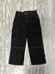 Black Heavy Fabric Cargo Style Pants