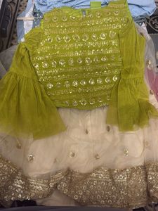 Girls Green &amp; White Dress