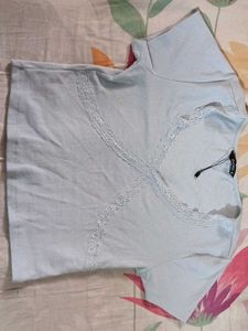 Cute Light Blue Lace Top