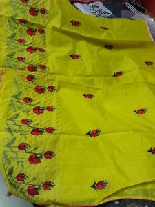 lime green embroidery saree