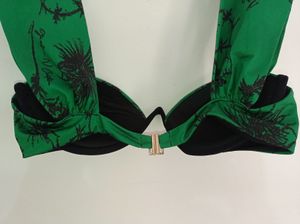 Green Floral Print Bra