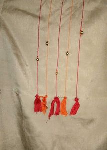 Elegant Floral Kurta, Free Red Legging