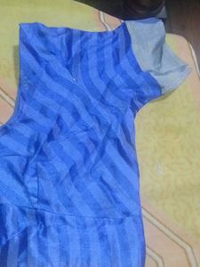 Blue Lined Blouse For Woman