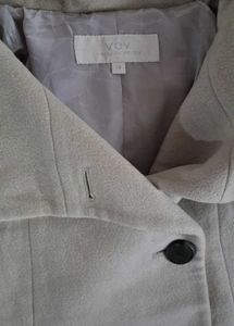 Beige 3/4 Sleeve Button-Down Coat