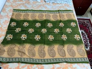 Pure Cotton Saree Olive Green