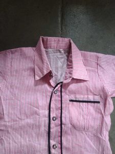 Pink Colour Cotton Shirt Bottem Paijama