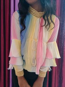 Rainbow Bell Sleeve Top