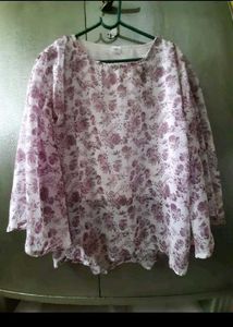 Printed Top with Umbrella Sleeves