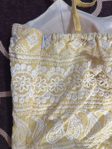 Yellow Chikankari Padded Peplum Top